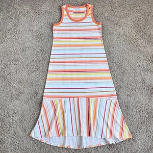 ELLA MOSS White Orange Striped Sleeveless Drop-Waist Maxi Dress Junior S Stretch - Picture 1 of 17