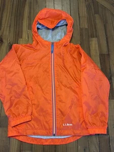 LL Bean Jacket Boys Size 10 Orange Grey Fleece Lining Windbreaker - Picture 1 of 5
