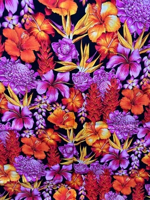 36 «x 44» золотистый ткани свободы в Лондоне Англии - фиолетовый и оранжевый цветочный - Изображение 1 из 4