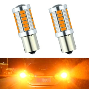 2Pcs Amber BAU15S PY21W LED Canbus No Error 33SMD 5730 1156 Turn Signal Lights - Picture 1 of 13