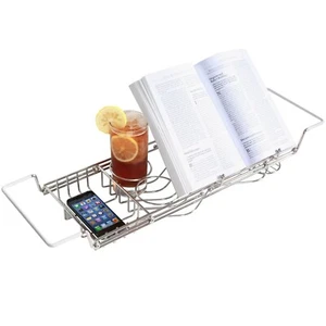 Stainless Steel Bathtub Adjustable Caddy Spa Bath Tub Shower - Picture 1 of 8