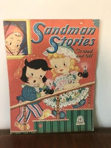 Sandman Stories To Read And Tell Vintage Linen Book Oversized Merrill 1943 - Picture 1 of 6