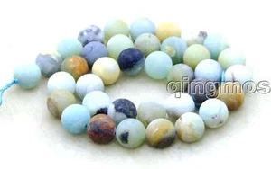 OFERTA Gran 10mm Redondo Azul Escarcha Mezcla Natural Amazonita Cuentas Sueltas Cuerda 15"-637 - Imagen 1 de 3