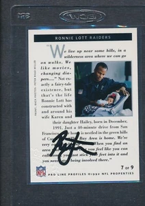 1992 Pro Line Profiles Certified Auto #7 Ronnie Lott Raiders *F8805 - Picture 1 of 2