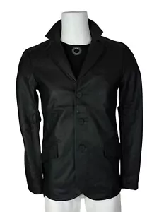 TRIPP BLACK VEGAN FAUX LEATHER SUIT GROOM GOTHIC BIKER PUNK ROCKER COAT JACKET - Picture 1 of 13