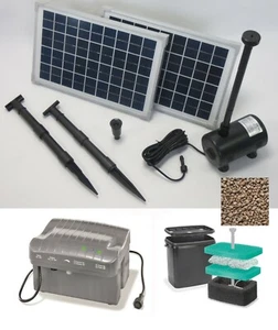 20W Solarpumpe Teich 1500L Pumpe Akku Batterie Gartenteich Bachlauf Solar Filter - Bild 1 von 11
