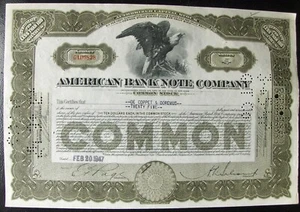 Stock certificate American Bank Note Company Payee: DE COPPET & DOREMUS 1940'S - Picture 1 of 2