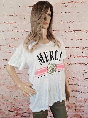 LTB Damen T-Shirt Shirt mit Print bedruckt Merci Zoko Weiß Größe L-XL - Bild 1 von 4