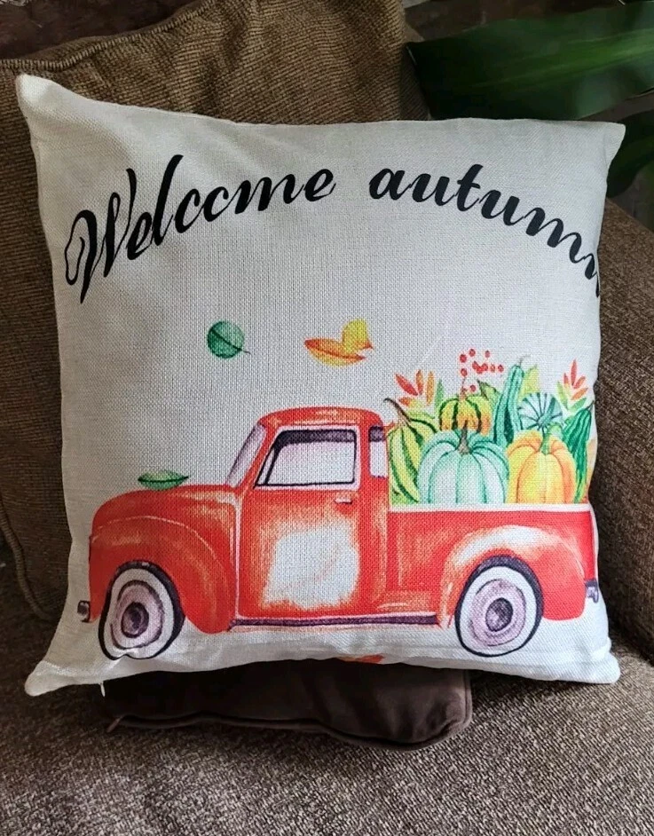 "Welcome Autumn" Throw Cover Pillow Case 17.5x17.5" Thanksgiving, Fall Decor - Image 1 of 2