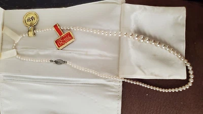 Vintage Renee Simulated Pearl 18 inch Necklace with Sterling Clasp - Image 1 of 4