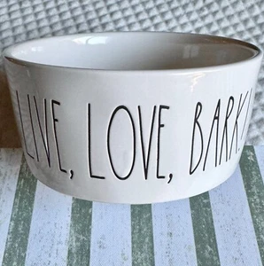 New Large Rae Dunn LIVE LOVE BARK Ceramic Dog Food Water Bowl Dish - 6" - Picture 1 of 4