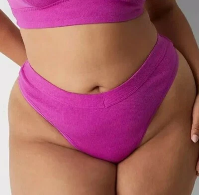 Sexy Panty Tanga Lane Bryant Púrpura Claro Acanalado Sumergido Talla Grande 14/16, 1X Foto 1 de 4