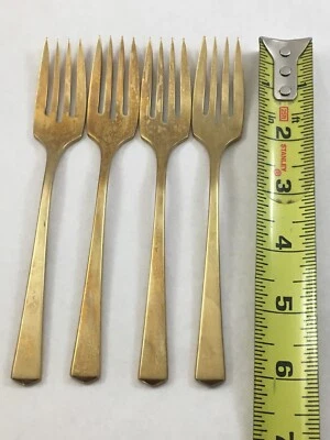Vintage Dirigold Dirilyte Goldware Empress Flatware 4-Salad Forks - Image 1 of 4