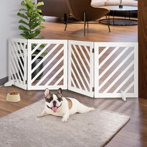 dCee Solid Acacia Wood Dog Gate, Freestanding Dog Gates Indoor Extra Wide 81 ... - Picture 1 of 6