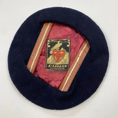Vintage 1960s French Navy Blue Wool Beret - L’Aiglon by Laulhère (READ) - Image 1 of 4