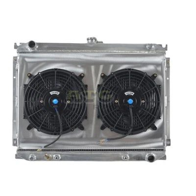 Radiador de aluminio + cubierta + ventiladores para Nissan Máxima GL GXE SE 1985-1988 6Cy 3,0 L AT Foto 1 de 4