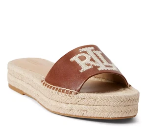 LAUREN RALPH LAUREN Leather Brown Polly Espadrille Sandals, UK 3.5 - 4, RRP £139 - Picture 1 of 19