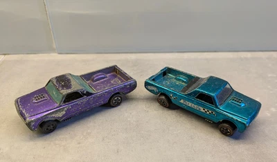 Two Hotwheels Fleetlines. One Redline Sky Show in Blue. One Redline in purple.  - Image 1 of 4