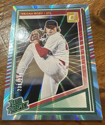 2025 Panini Donruss Tekoah Roby Rated Prospect Carolina Teal /249 #196 - Image 1 of 2