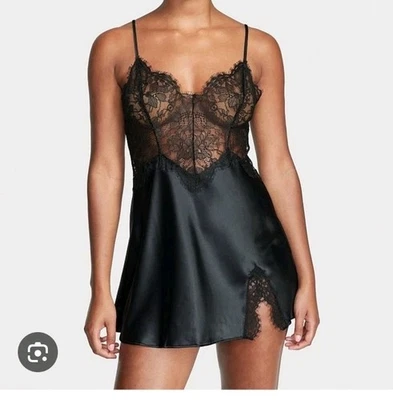 Vestido Lencería Babydoll Satén Encaje Muy Sexy Victoria's Secret Talla Mediana  Foto 1 de 4