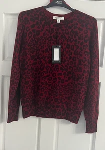 JERSEY CUELLO REDONDO ESTAMPADO ANIMAL M&S AUTÓGRAFO CACHEMIR PURO (Mezcla Roja) - Imagen 1 de 5