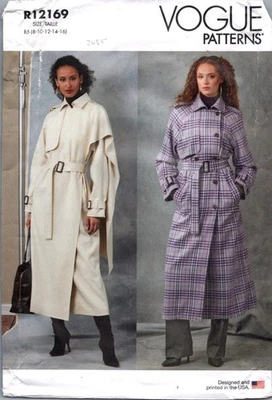 Vogue 2055 R12169 Misses Trench Coat Sewing Pattern Size 8-16 Modern - Image 1 of 2