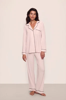 Eberjey Gisele TENCEL™ Modal Long PJ Set Size Small Sorbet Pink/Black - Image 1 of 4