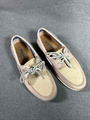 Sperry Top-Sider Women's Pink / White Leather Boat Shoes 6M Comfy Cork Footbed - Image 1 of 4