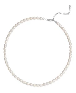 Collar de perlas de arroz de agua dulce cultivada de plata esterlina longitud ajustable - Imagen 1 de 1