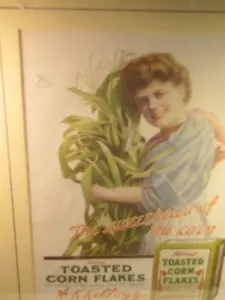 Early Vintage Kellogs Cornflakes Framed and Matted ad appr 17x20 - Picture 1 of 7