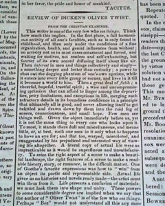 English Writer CHARLES DICKENS 2nd Novel Oliver Twist Book Review 1839 Newspaper - Picture 1 of 6