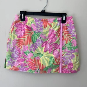 Lilly Pulitzer Skort Floral Print Pink Green Mini Skort Size 8 - Picture 1 of 7