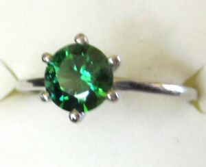 Ring Made With Green Swarovski Zirconia/ size 9 / 925 Sterling Silver  /2.4ct