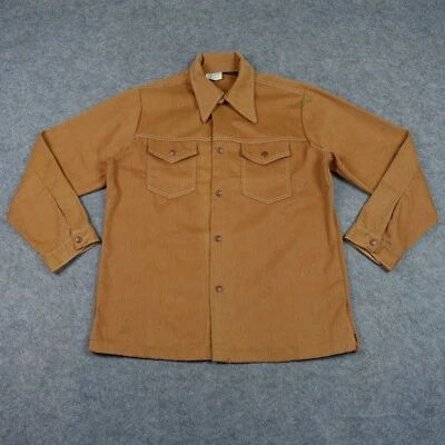 VINTAGE Sears Western Wear Shirt Mens Large Brown Cowboy Union Workers Work Wear - Image 1 of 4