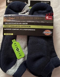 Dickies The Navigator No Show Performance Outdoor Mens Socks 6-pairs Size 6-12 - Picture 1 of 6