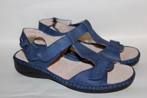 Boulevard synthetic nubuck buckle/touch fastening sandals Style 955 Col Navy 4 - Picture 1 of 3