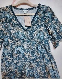 NWT SUNDANCE Women's Jumpsuit Sz XS Paisley Daybreak Teal Wide Leg Orig $130 - Picture 1 of 15