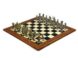 Chess Set Palisander & Maple Board With Metal Chess 20" - Picture 1 of 7