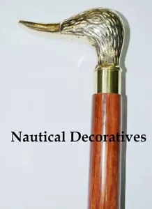 36" Antique Brass Embossed Wooden Walking Stick/Duck Brass handle - Picture 1 of 3