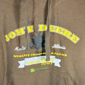 John Deere Hoodie Men’s Size XL Hooded Sweatshirt Logo Brown Buck Head Graphic - Picture 1 of 5