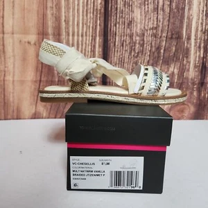 Vince Camuto Womens Chesellis Cream Leather Strappy Sandals Size 8.5 M - Picture 1 of 6