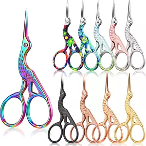 10 Pcs Embroidery Scissors Bulk 3.6" Small Stork Vintage Crane Stainless Steel - Picture 1 of 6