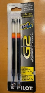 77240 Pilot G2 Gel Rollerball Pen Refill, Fine 0.7mm, Black Ink, 1 Pack of 2 New - Picture 1 of 2