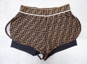 Pantalones Cortos de Gimnasio Fendi para Mujer Talla 40 Uk 8 Marrón FF Estampado de Zucca - Imagen 1 de 8