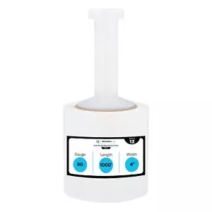 90 Stärke Guss Hand Stretchfolie 4" x 1000' Kunststoff Bündelung Schrumpffolie 12 Rollen - Bild 1 von 9