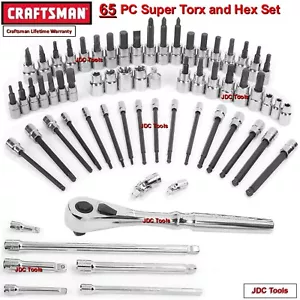 CRAFTSMAN TOOLS 65 PC LARGE TORX HEX SCREWDRIVER RATCHET SOCKET SET LONG 42 24 - Picture 1 of 1