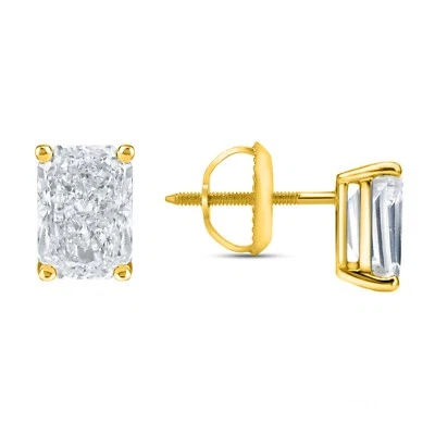Brincos de diamante cultivado corte radiante 1/2 quilate criados em laboratório ouro amarelo 14K parafuso F/VS - Imagem 1 de 3