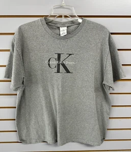 Vintage Calvin Klein Jeans Shirt Men Small Boxy Gray Tee Logo Graphic 90s TShirt - Picture 1 of 6