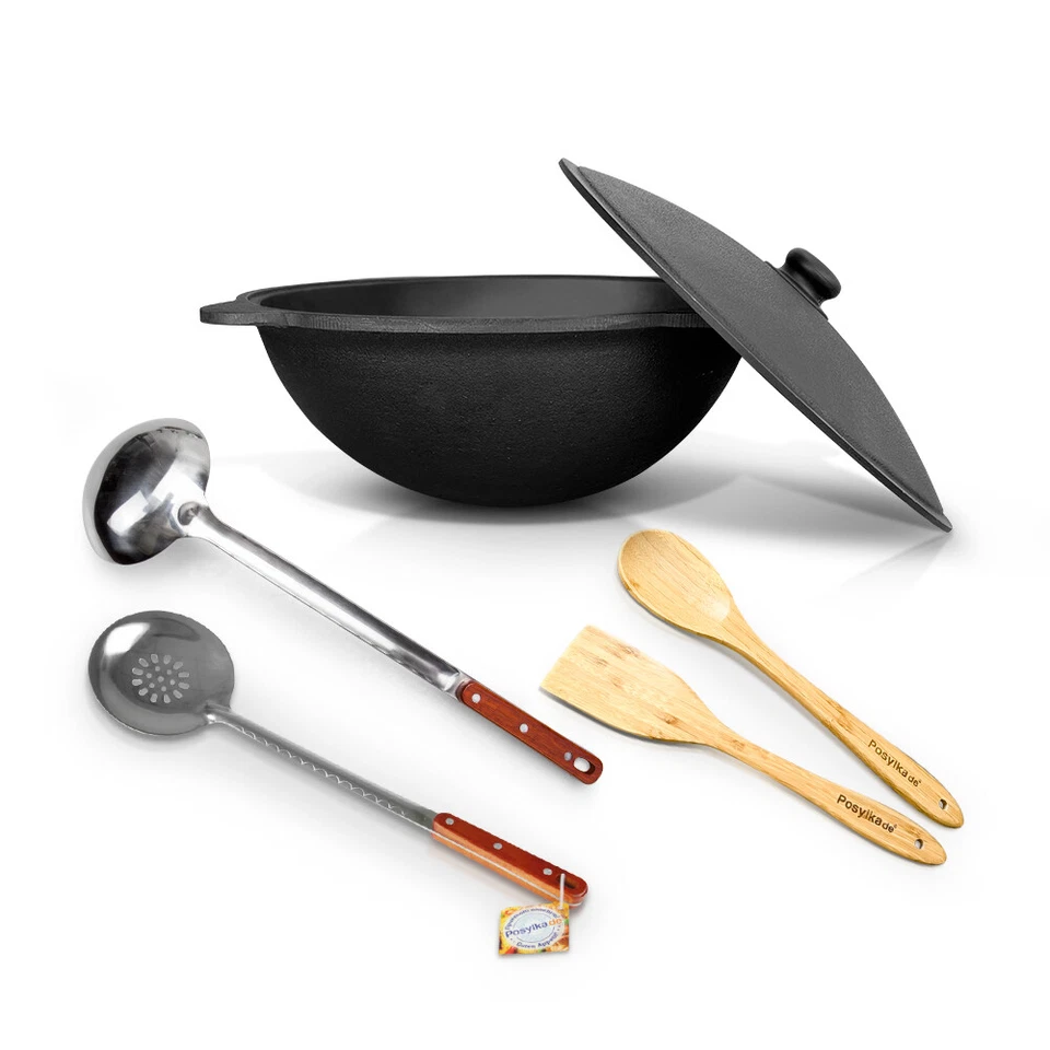 Gusseisen Kazan 12L Kochtopf Schaumlöffel Camping WOK казан Kasan Uzbekisch - Bild 1 von 1