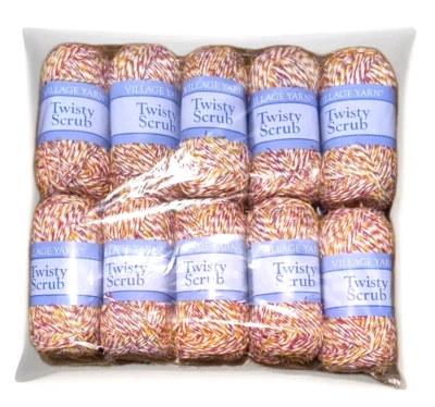 10-Pk Village Yarn Twisty Scrub Yarn Crochet Knitting Cotton Blend Sunset Sorbet - Image 1 of 3